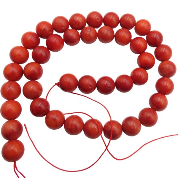 Koral czerwony naturalny kulka 9,5mm (sznur 37cm)