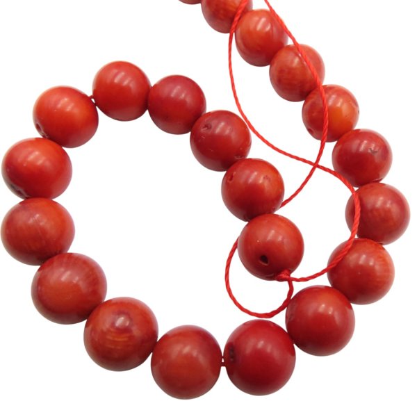 Koral czerwony naturalny kulka 9,5mm (sznur 37cm)