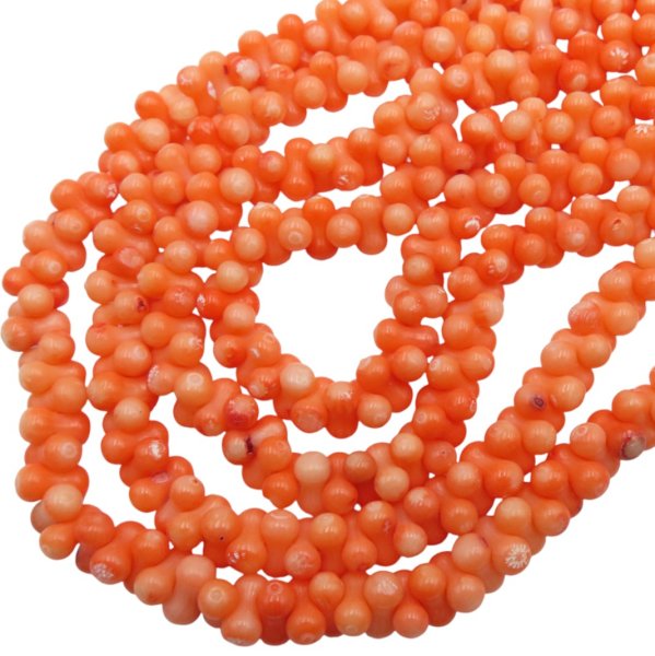 Koral pomarańczowy kości 5x9,5 (sznur 41 cm)