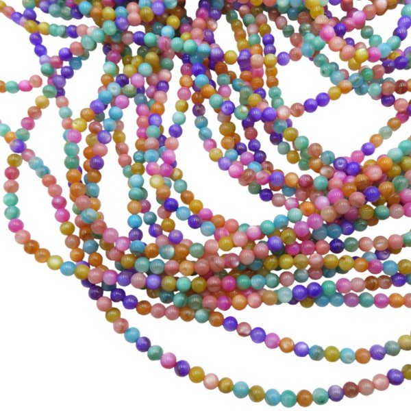 Muszla kolorowa - polerowane kulki 4 mm (sznur)