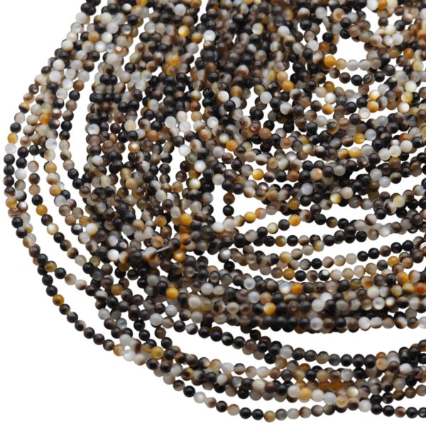 Muszla czarna - polerowane kulki 3 mm (sznur 38 cm)