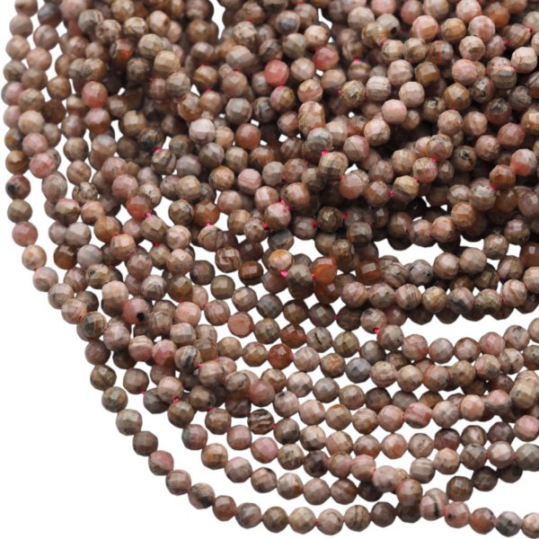 Rodochrozyt fasetowany - kulki 5 mm (sznur 39cm)