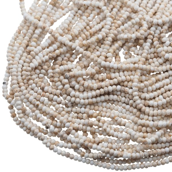 Turkus fasetowane oponki kolor kośći słoniowej 2x3 mm (sznur)