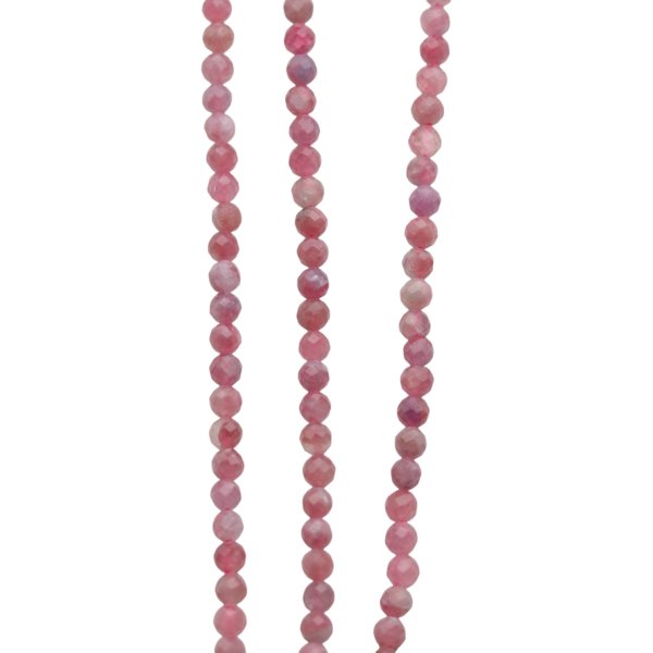 Turmalin Rubelit fasetowany - kulki 3,5 mm (sznur)