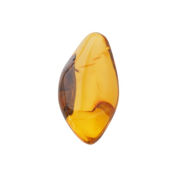 Naturalny bursztyn bałtycki – kaboszon 42x23x13 mm, przezroczysty ze szczątkami organicznymi, obustronnie wypukły
