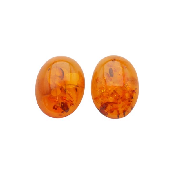 Bursztyn naturalny, bałtycki koniakowy 17x13x5 mm płaskie od spodu (para)