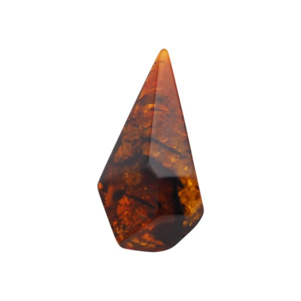 Naturalny bursztyn bałtycki koniakowy – kaboszon 43x22x16 mm, cięte ścianki, płaski spód