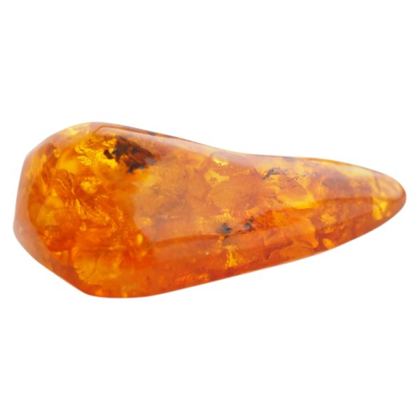 Naturalny bursztyn bałtycki z łuskami – kaboszon 34x19x13 mm, nieregularny, wypukły spód