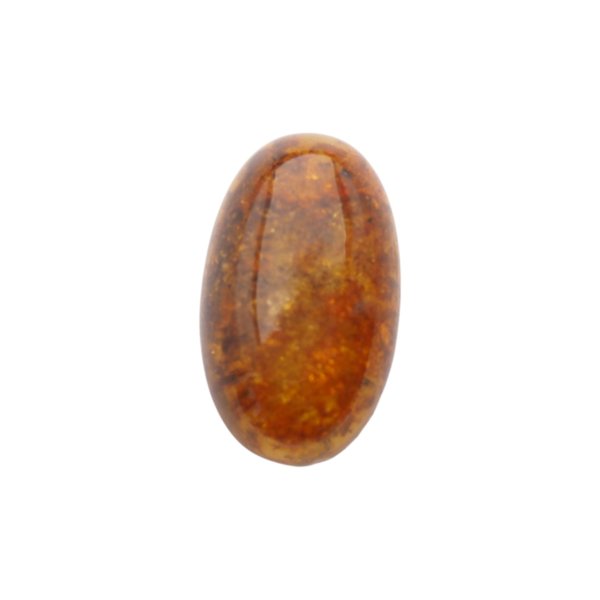 Naturalny bursztyn bałtycki z łuskami – kaboszon owalny 25x15x7 mm, płaski od spodu