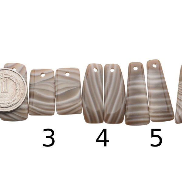 Krzemień Pasiasty para na kolczyki - kabaszony wiercone u góry (różne kształty i rozmiary)