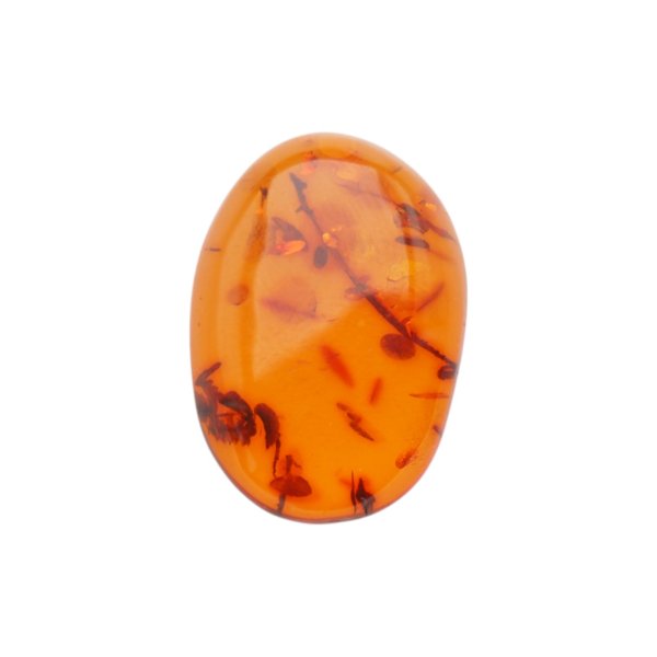 Naturalny bursztyn bałtycki koniakowy – kaboszon owalny 25x17x6 mm, płaski od spodu