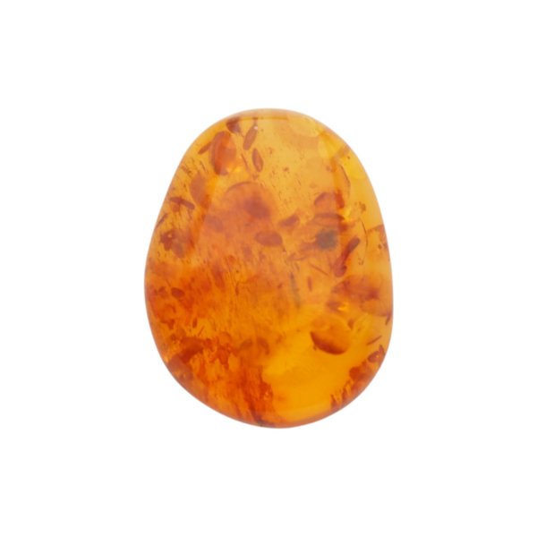 Naturalny bursztyn bałtycki z łuskami – kaboszon 24x18x6 mm, płaski od spodu