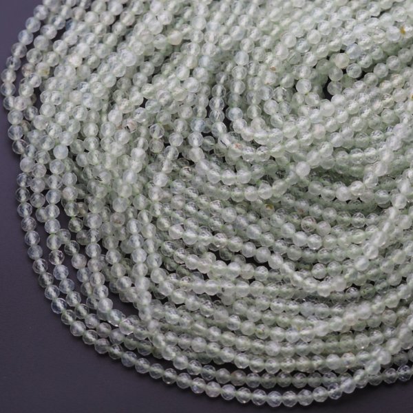 Prehnit fasetowane kulki 3,5 mm (sznur 39 cm)