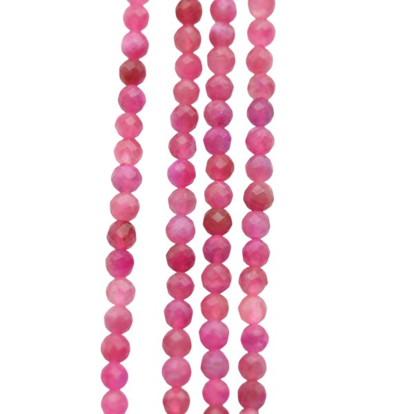 Rubelit fasetowany - kulki 3,8 mm (sznur) barwiony