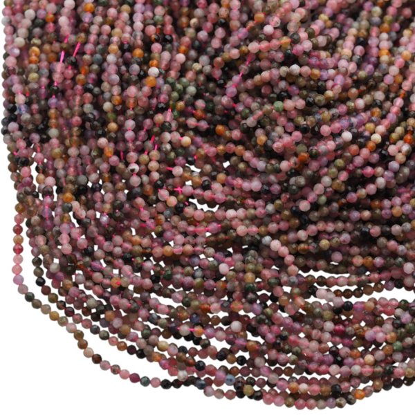 Turmalin kolorowy fasetowany kulki 3 mm (sznur 39 cm)