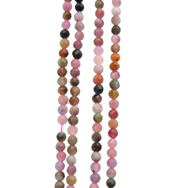 Turmalin kolorowy fasetowany kulki 3 mm (sznur 39 cm)