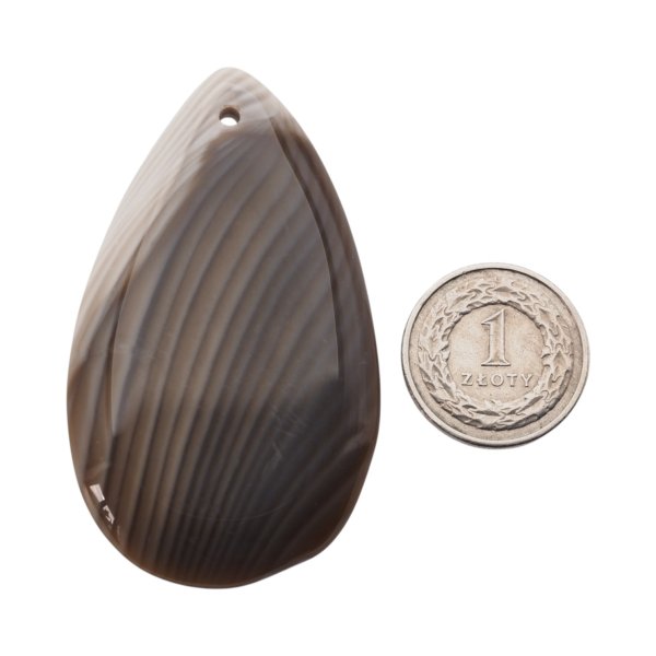 Krzemień Pasiasty kaboszon łza 64x38x6 mm - wiercony u góry (sztuka)