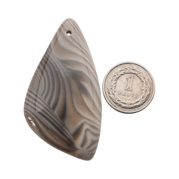 Krzemień Pasiasty kaboszon łza 62x33x6mm - wiercony u góry (sztuka)