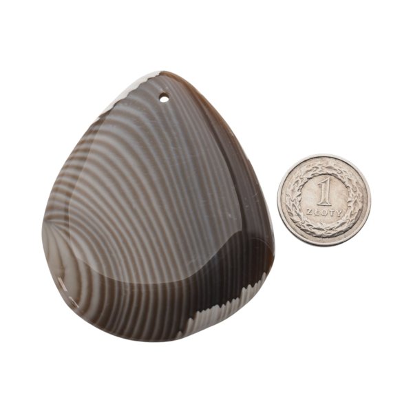 Krzemień Pasiasty kaboszon łza 66x55x8mm - wiercony u góry (sztuka)