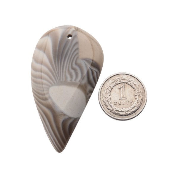 Krzemień Pasiasty kaboszon łza 60x33x6 mm - wiercony u dołu (sztuka)