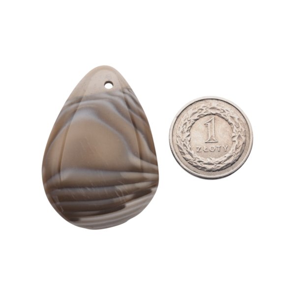 Krzemień Pasiasty kaboszon łza 45x32x6 mm - wiercony u góry (sztuka)