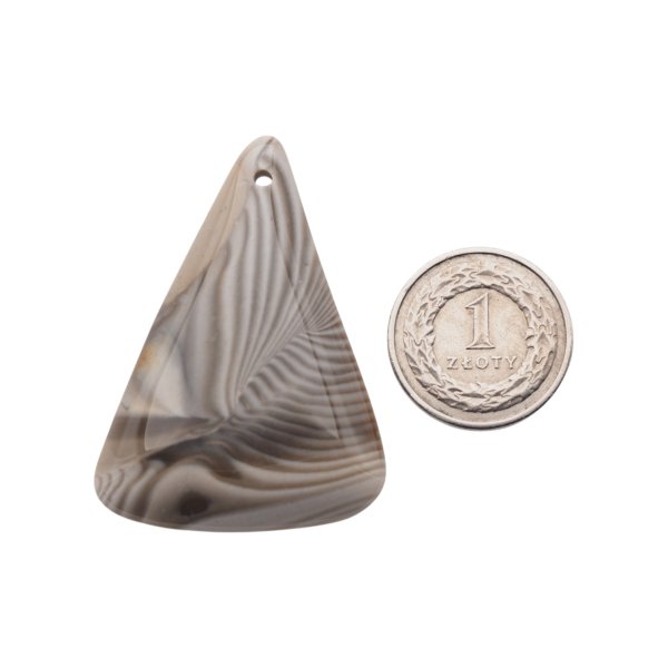 Krzemień Pasiasty kaboszon trójkąt 49x35x6mm - wiercony u góry (sztuka)
