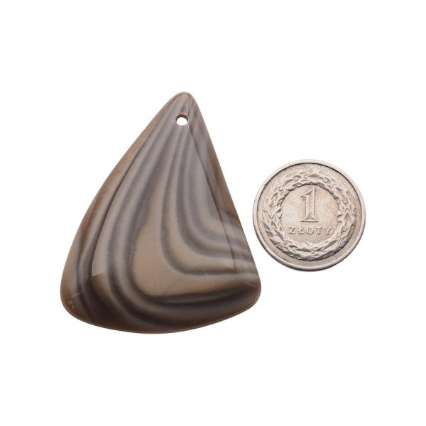 Krzemień Pasiasty kaboszon trójkąt 49x40x6mm - wiercony u góry (sztuka)