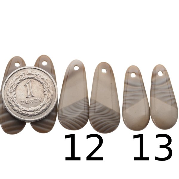 Krzemień Pasiasty para na kolczyki - kabaszony wiercone u góry (różne kształty i rozmiary)