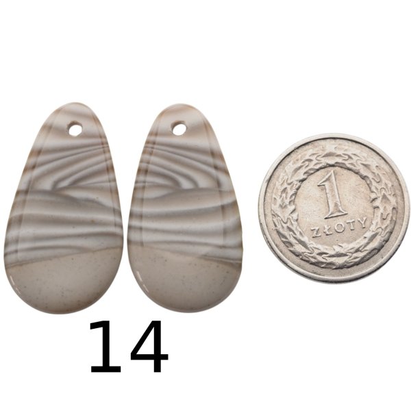 Krzemień Pasiasty para na kolczyki - kabaszony wiercone u góry (różne kształty i rozmiary)