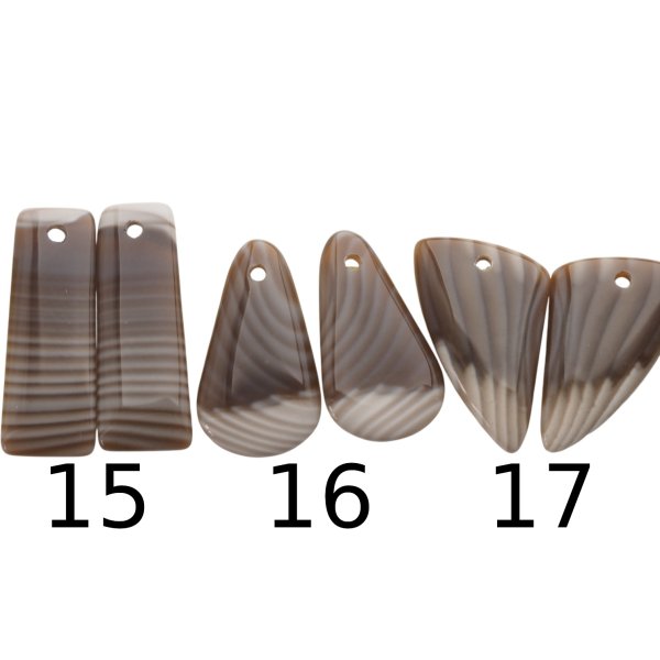 Krzemień Pasiasty para na kolczyki - kabaszony wiercone u góry (różne kształty i rozmiary)