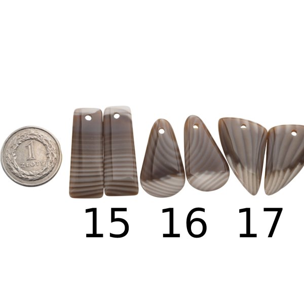 Krzemień Pasiasty para na kolczyki - kabaszony wiercone u góry (różne kształty i rozmiary)