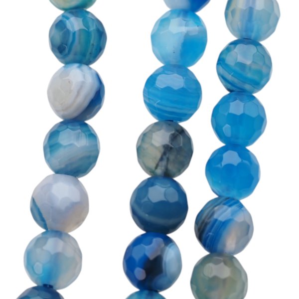 Agat kulka fasetowany 6mm niebieski (sznur)