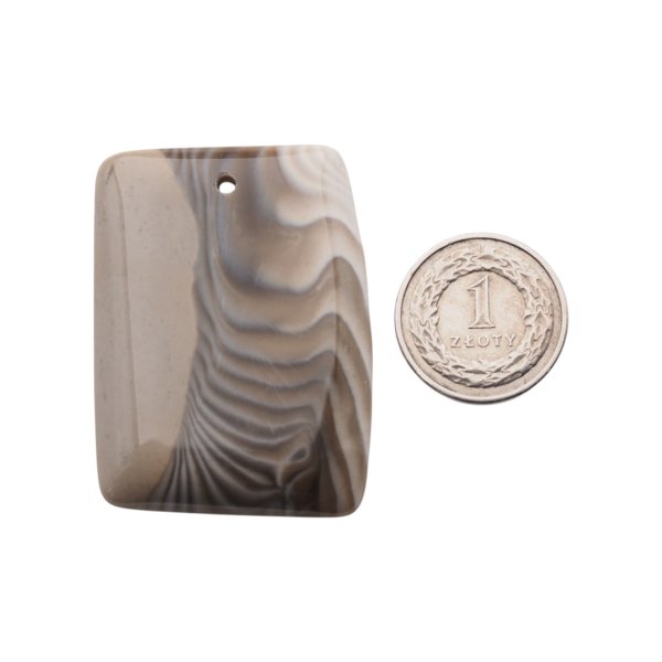 Krzemień Pasiasty kaboszon trapez 49x37x6 mm - wiercony u góry (sztuka)