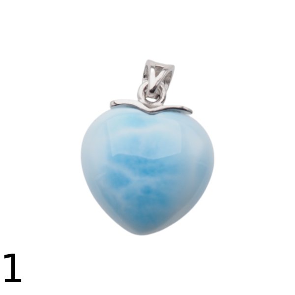 Larimar i srebro rodowane - zawieszka serce 15-16 mm