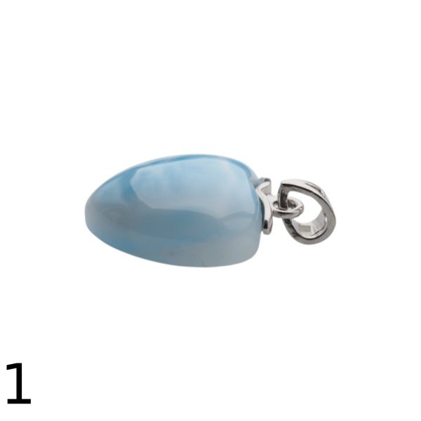 Larimar i srebro rodowane - zawieszka serce 15-16 mm