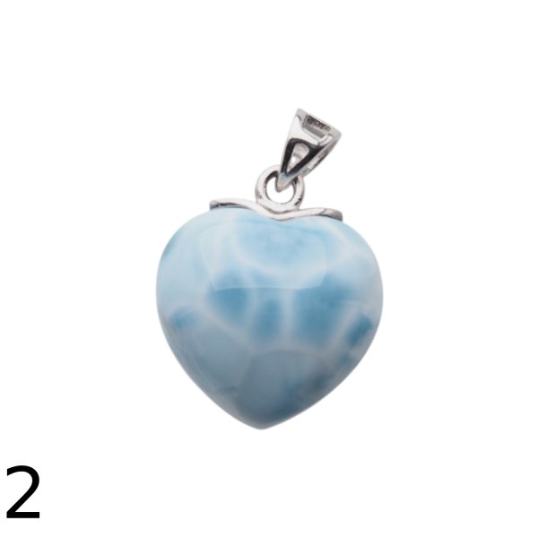 Larimar i srebro rodowane - zawieszka serce 15-16 mm