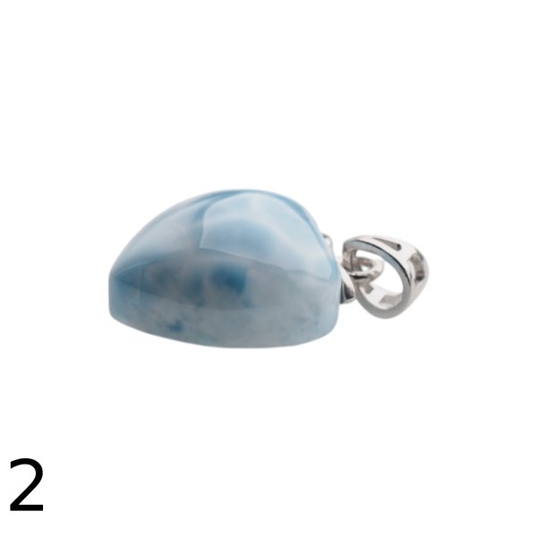 Larimar i srebro rodowane - zawieszka serce 15-16 mm