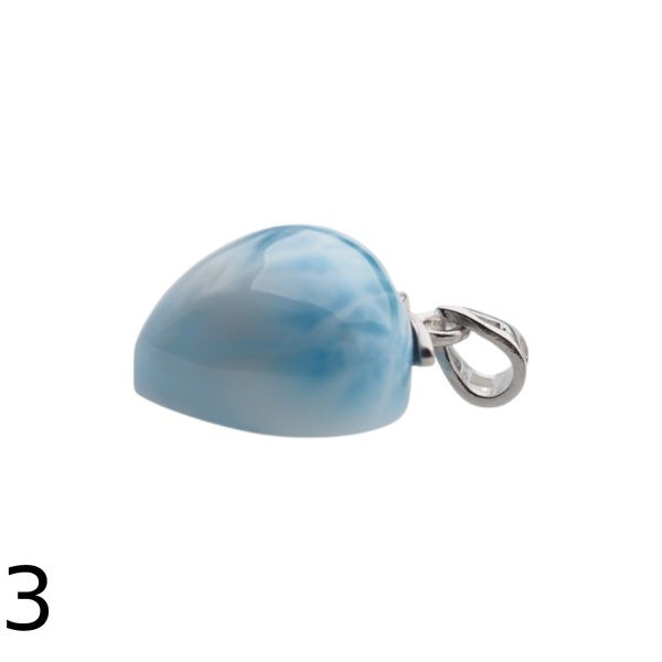 Larimar i srebro rodowane - zawieszka serce 15-16 mm