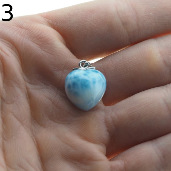 Larimar i srebro rodowane - zawieszka serce 15-16 mm
