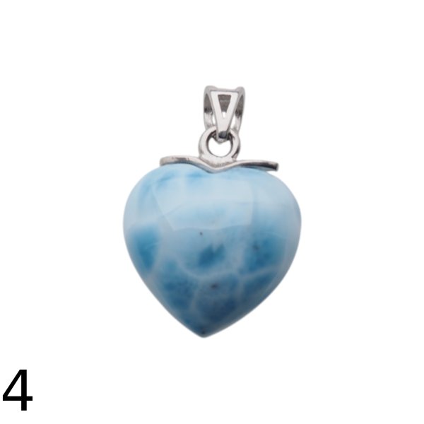 Larimar i srebro rodowane - zawieszka serce 15-16 mm