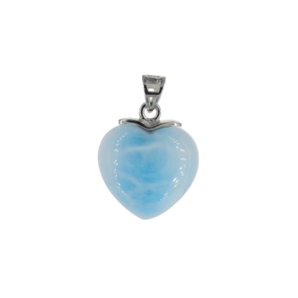 Larimar i srebro rodowane - zawieszka serce 15-16 mm