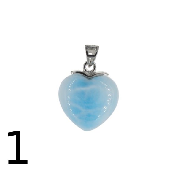 Larimar i srebro rodowane - zawieszka serce 15-16 mm