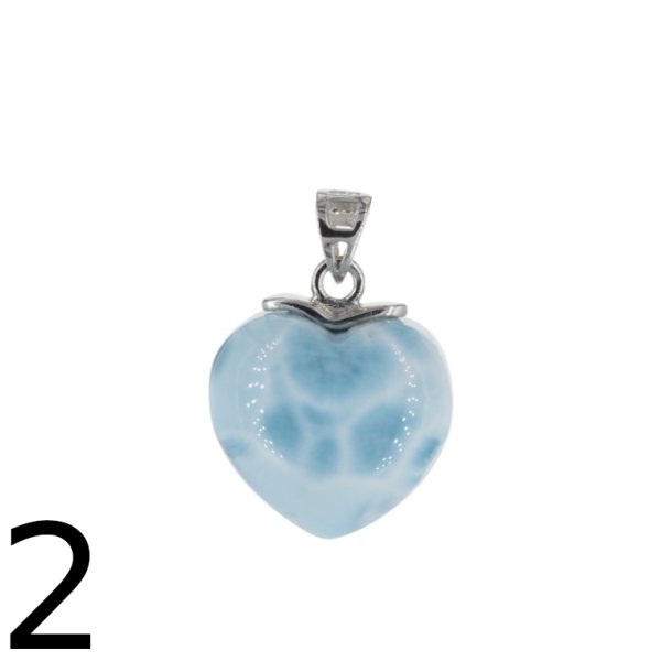 Larimar i srebro rodowane - zawieszka serce 15-16 mm
