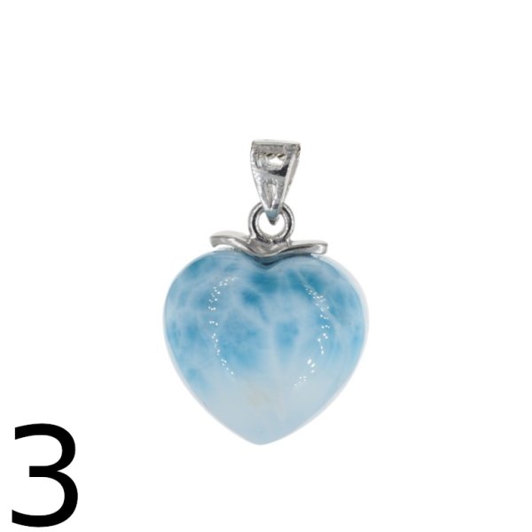 Larimar i srebro rodowane - zawieszka serce 15-16 mm