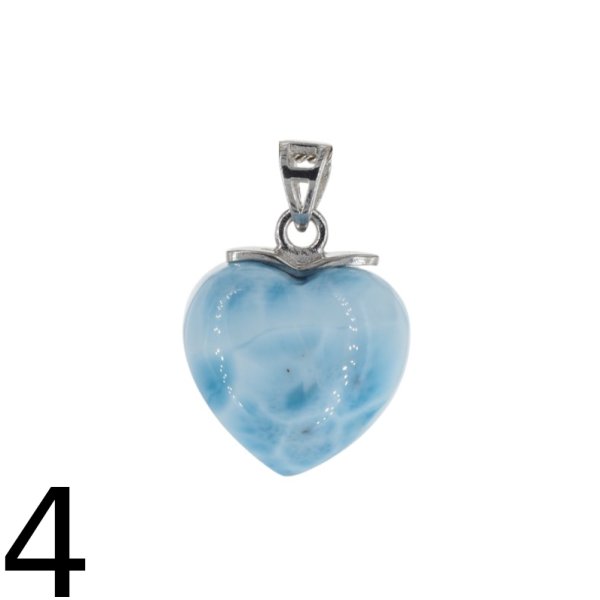 Larimar i srebro rodowane - zawieszka serce 15-16 mm