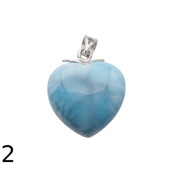 Larimar i srebro rodowane - zawieszka serce 18 mm