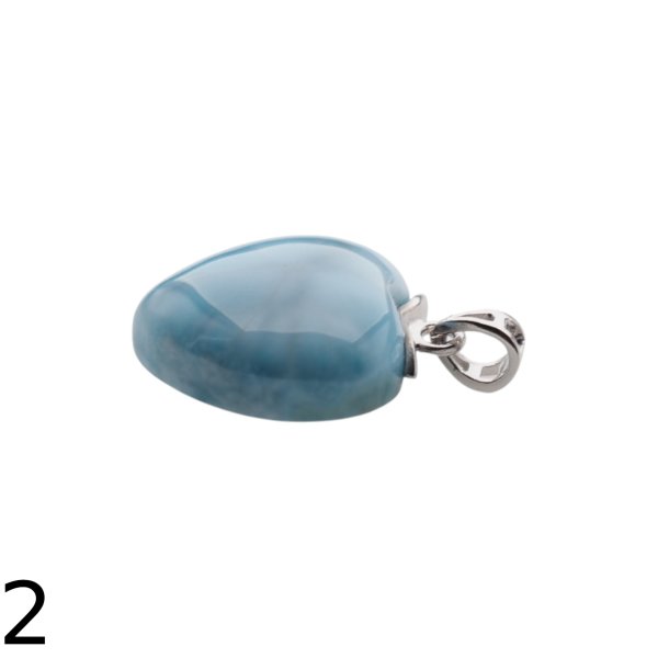 Larimar i srebro rodowane - zawieszka serce 18 mm