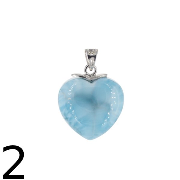 Larimar i srebro rodowane - zawieszka serce 18 mm