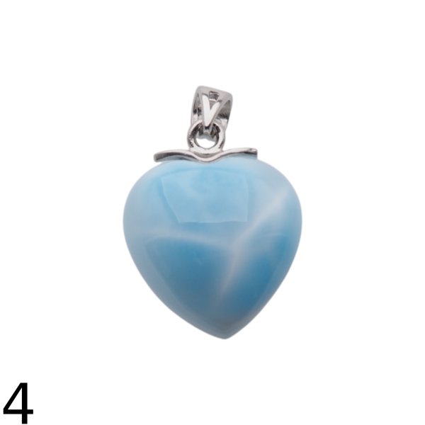 Larimar i srebro rodowane - zawieszka serce 18 mm