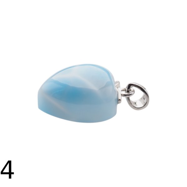 Larimar i srebro rodowane - zawieszka serce 18 mm